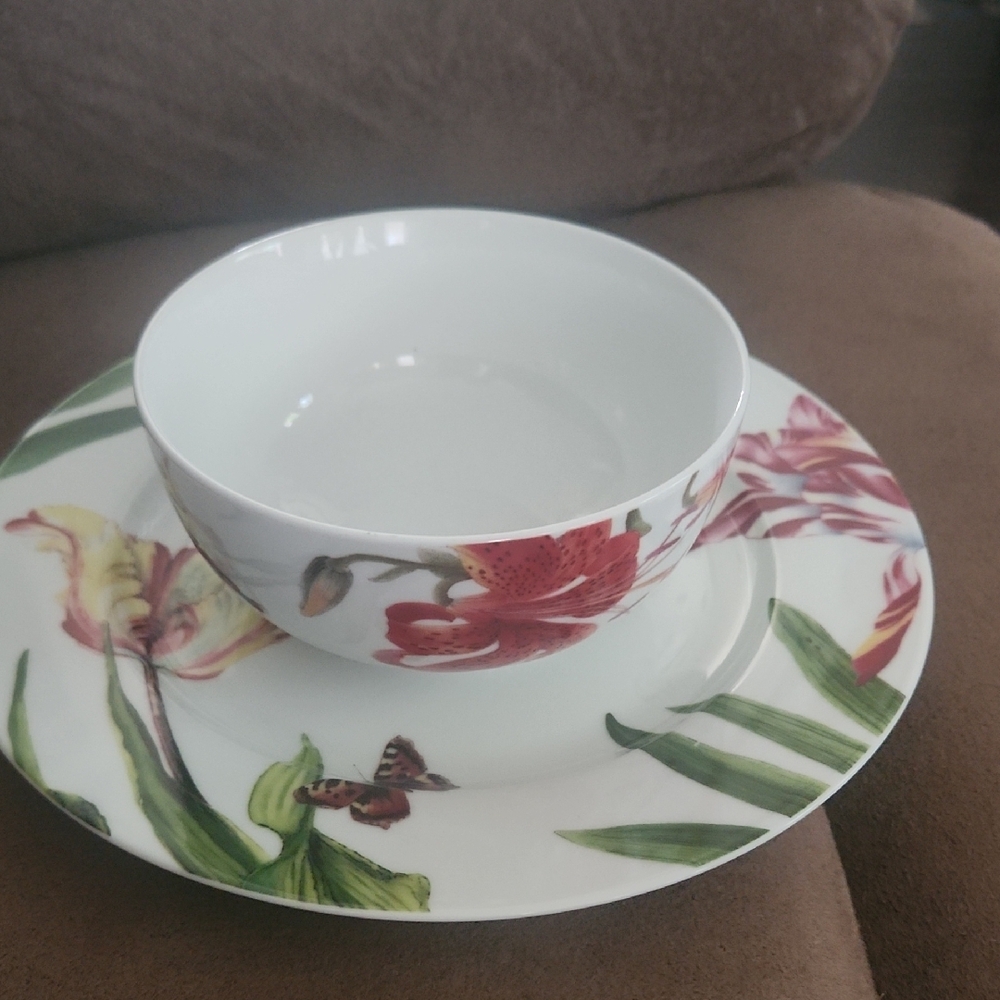 Dinner Plate & Bowl set Floral Haven by Royal Worcester